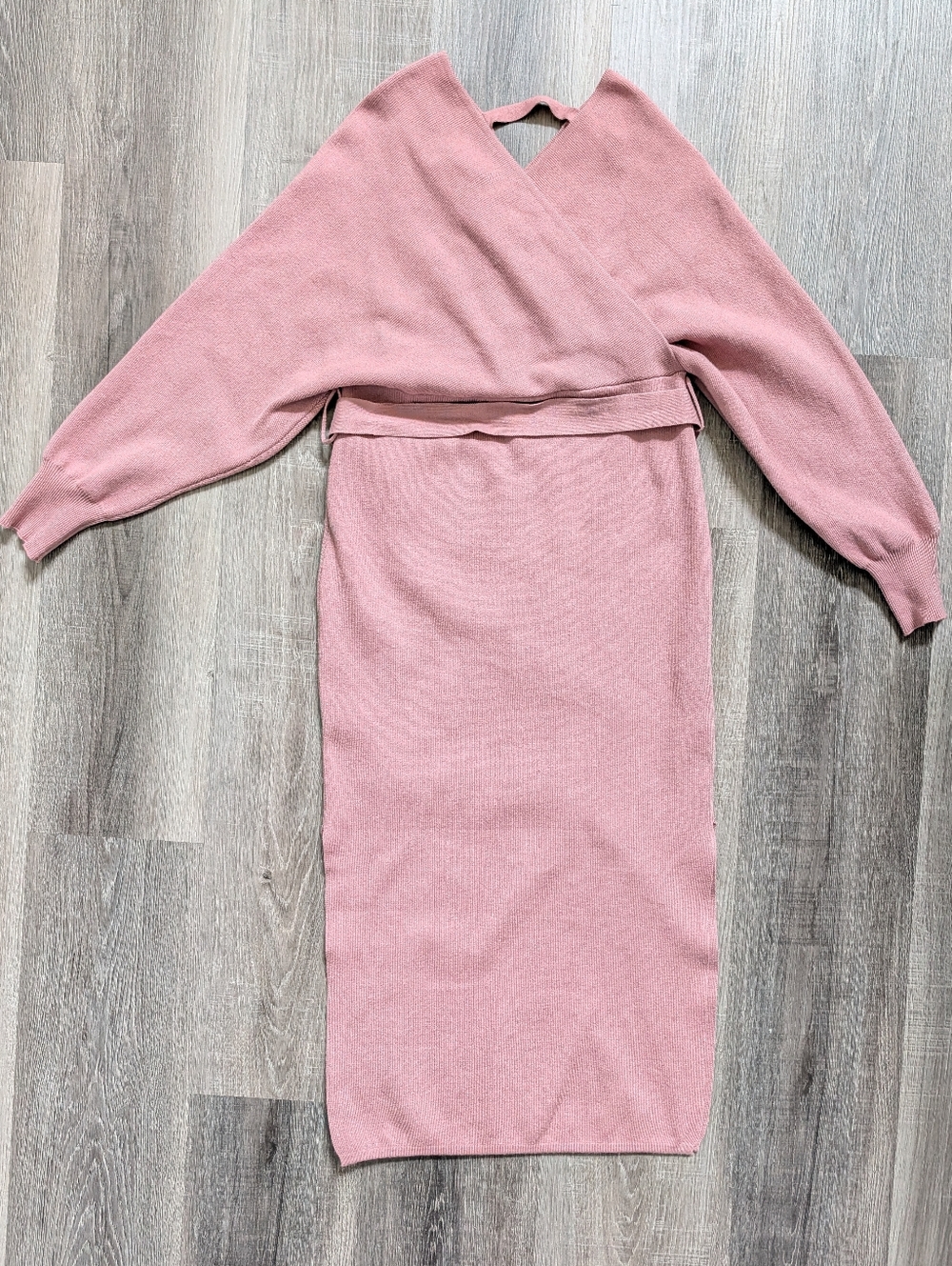 Fashion Nova Sweater Midi Dress Size Medium Pink Off Shoulder Batwing Belted